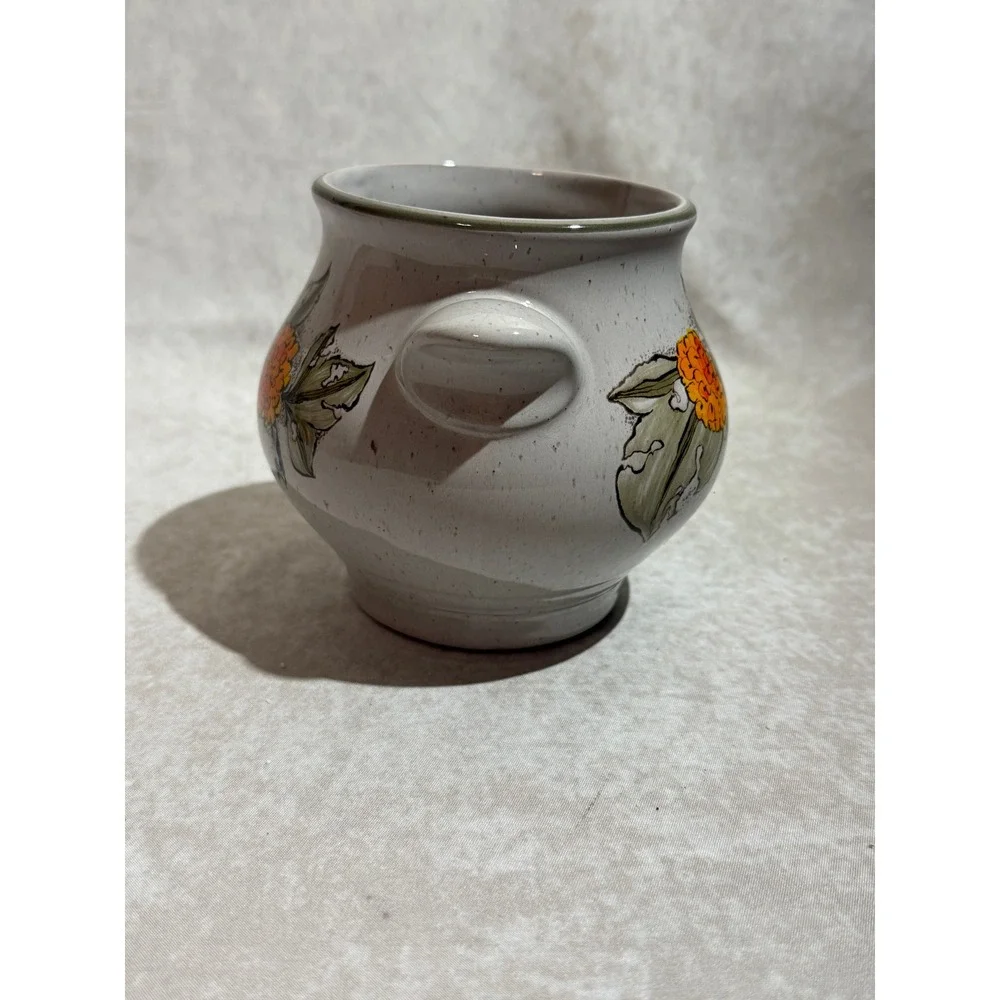 Pfalzkeramik Germany Marigold Floral Stoneware Crock‎ Speckled Pottery Planter